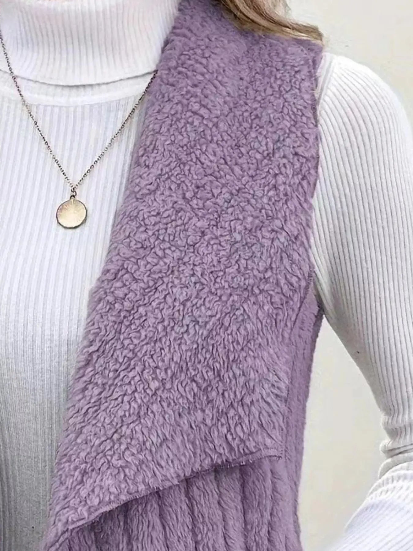 Cozy Fleece Open Front Vest  Style Ratio