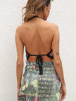 Geometric Halter Neck Swim Top  Style Ratio