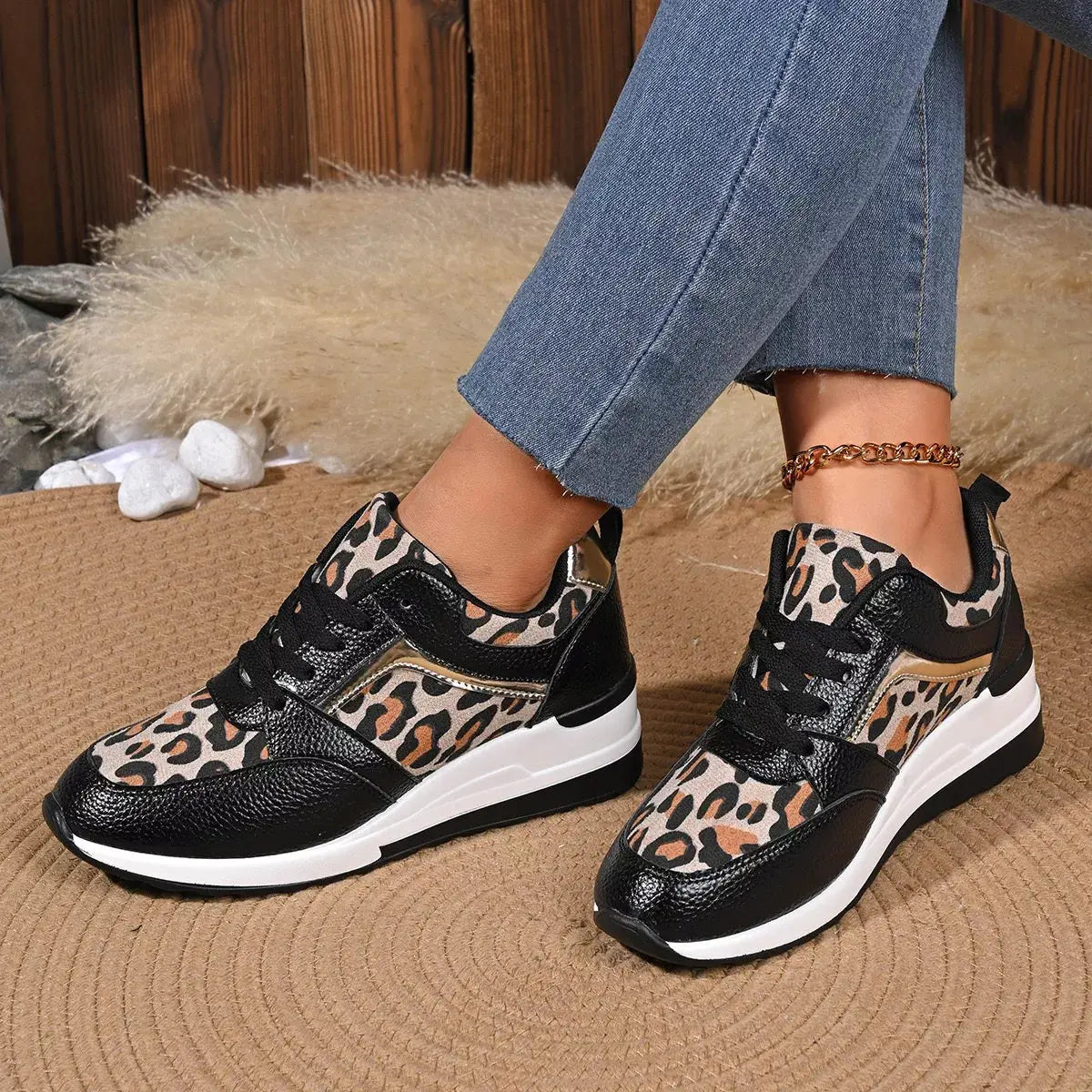 Leopard Lace Up Sneakers  Style Ratio