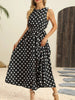 Polka Dot Round Neck Sleeveless Midi Dress  Style Ratio