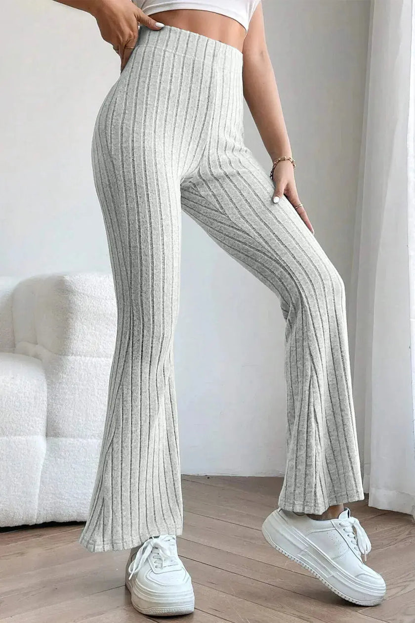 Basic Bae Full Size Ribbed High Waist Flare Pants  Style Ratio