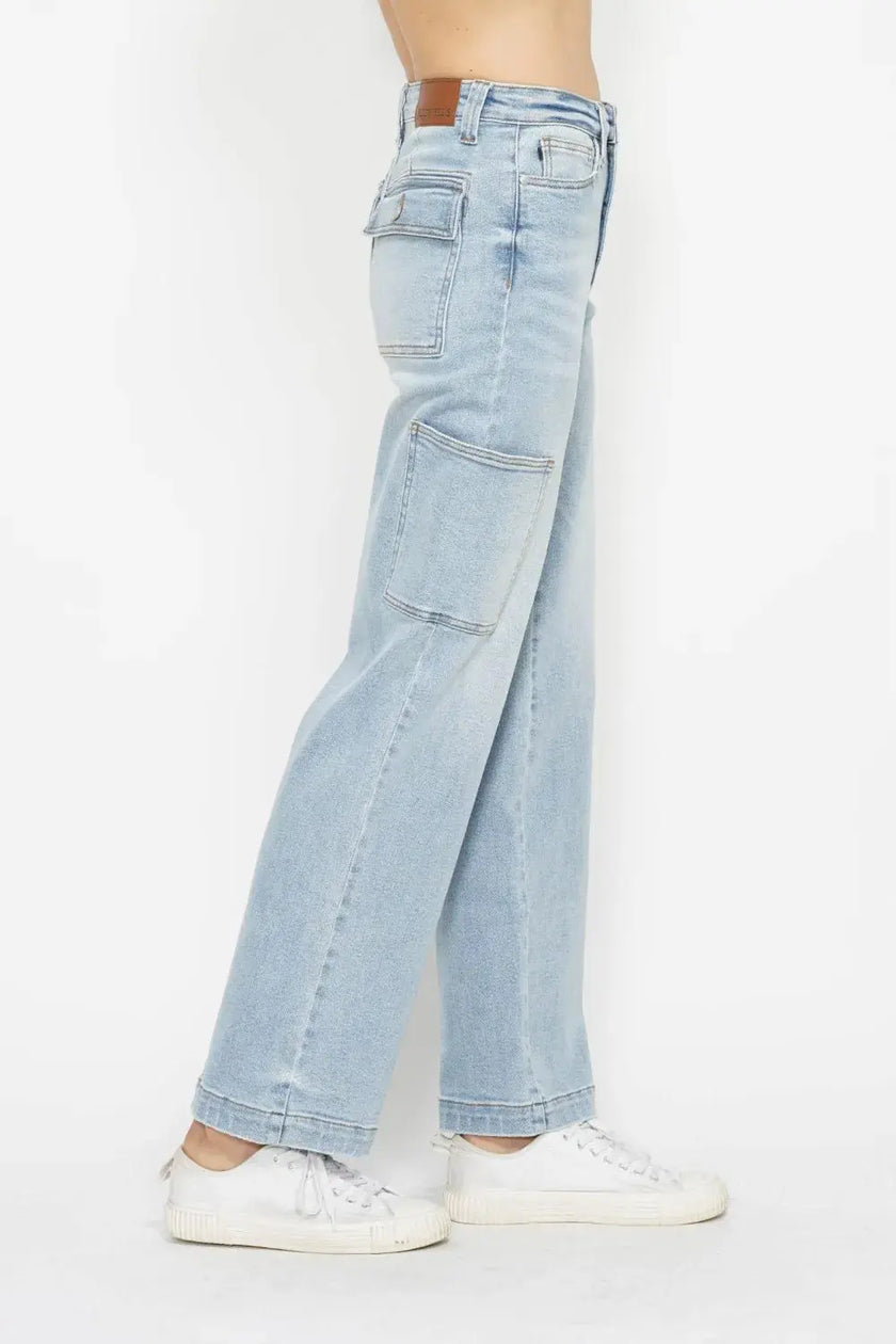 Judy Blue Full Size High Waist Straight Cargo Jeans  Style Ratio