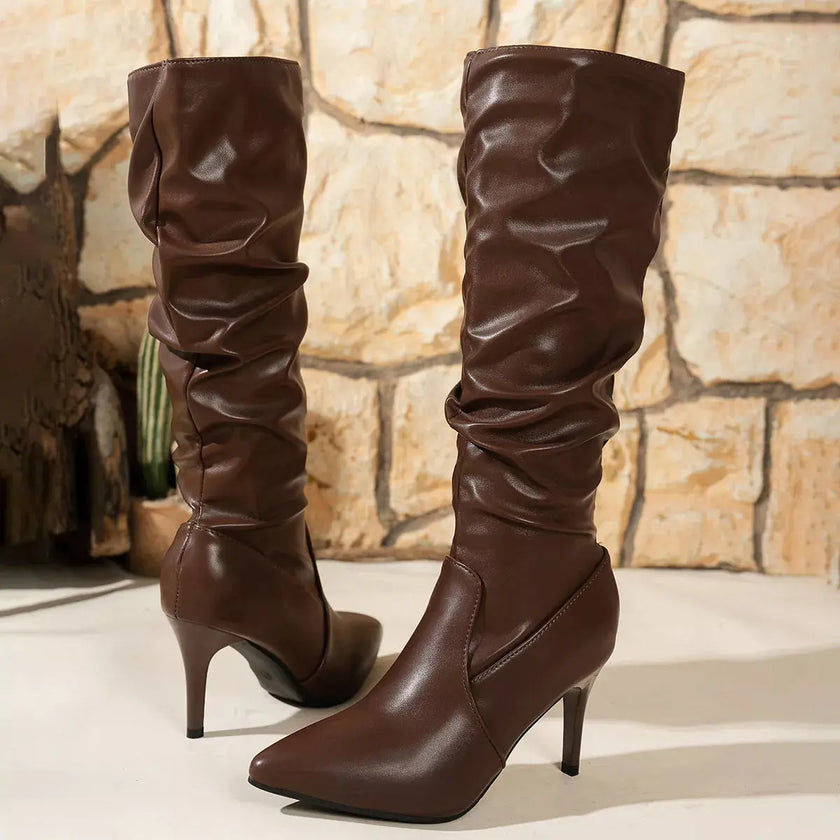Pointed-Toe Stiletto Heel Knee-High Boots  Style Ratio