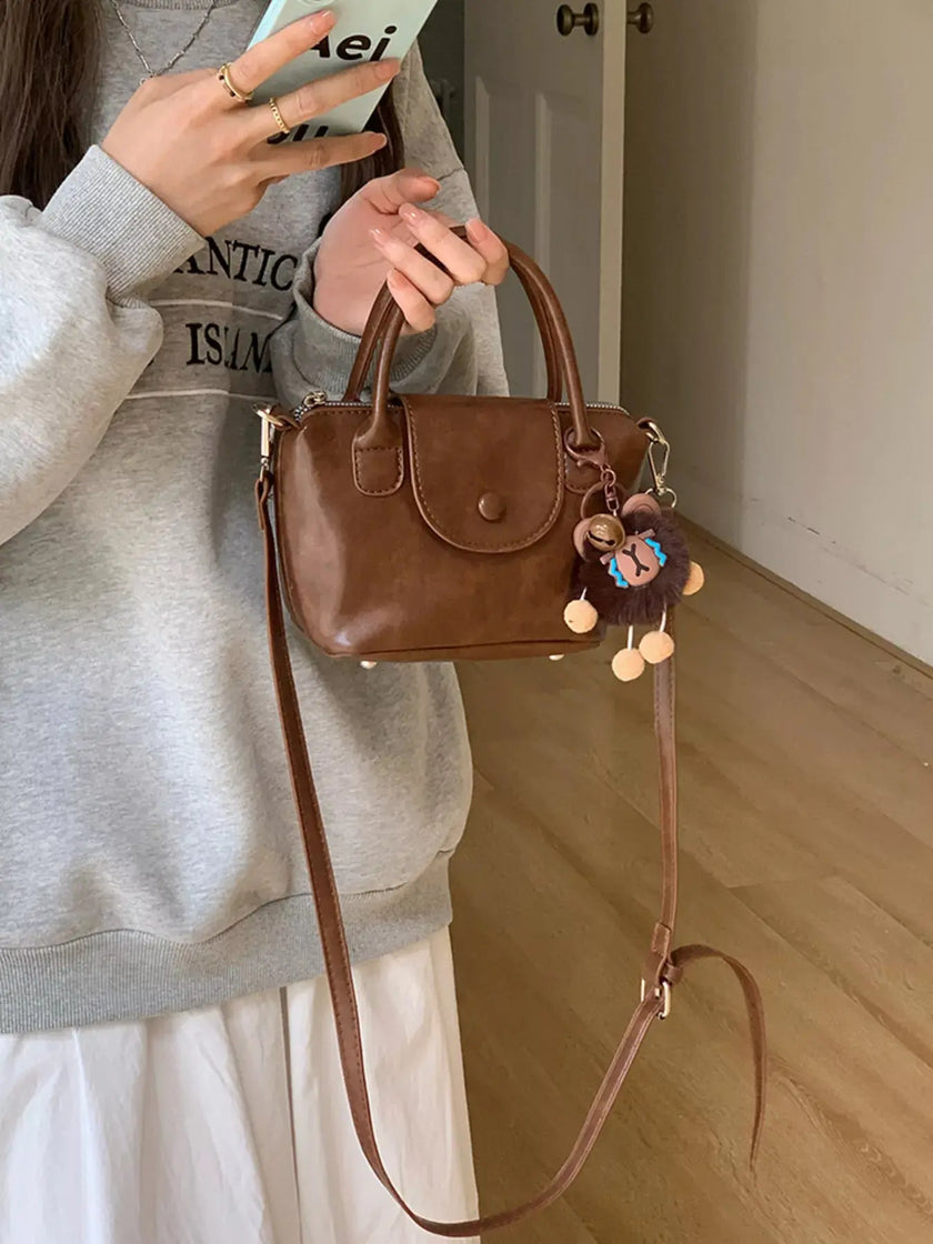 Two-Tone Flap Decor Crossbody Bag with Charm  Style Ratio