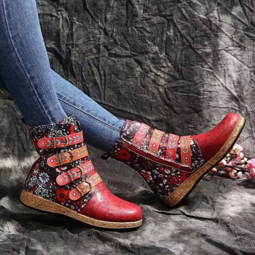 Embroidered Round Toe Boots  Style Ratio