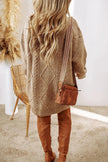 Cable-Knit Round Neck Sweater Dress  Style Ratio
