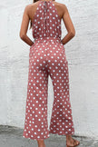 Perfee Polka Dot Grecian Wide Leg Jumpsuit  Style Ratio