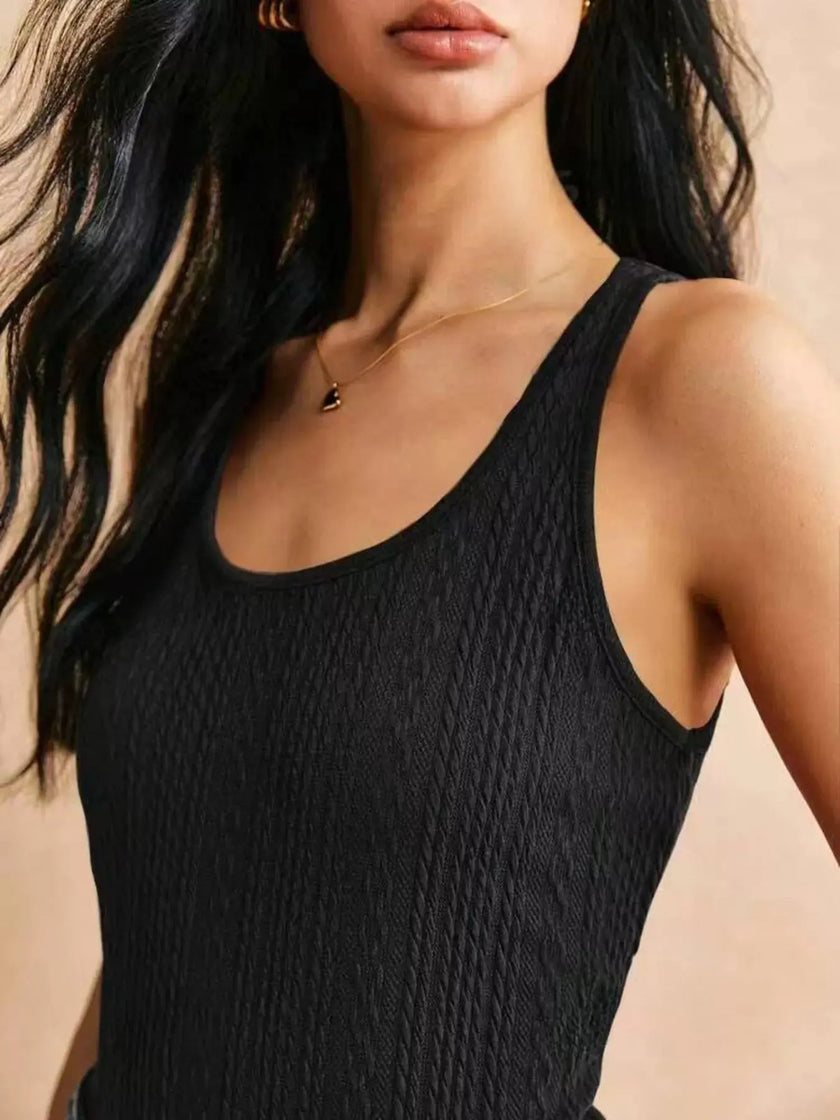 Textured Knit Scoop Neck Tank  Style Ratio