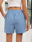 Gingham Elastic Waist Casual Shorts  Style Ratio
