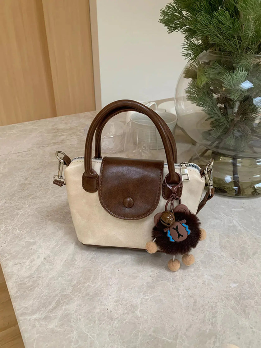 Two-Tone Flap Decor Crossbody Bag with Charm  Style Ratio
