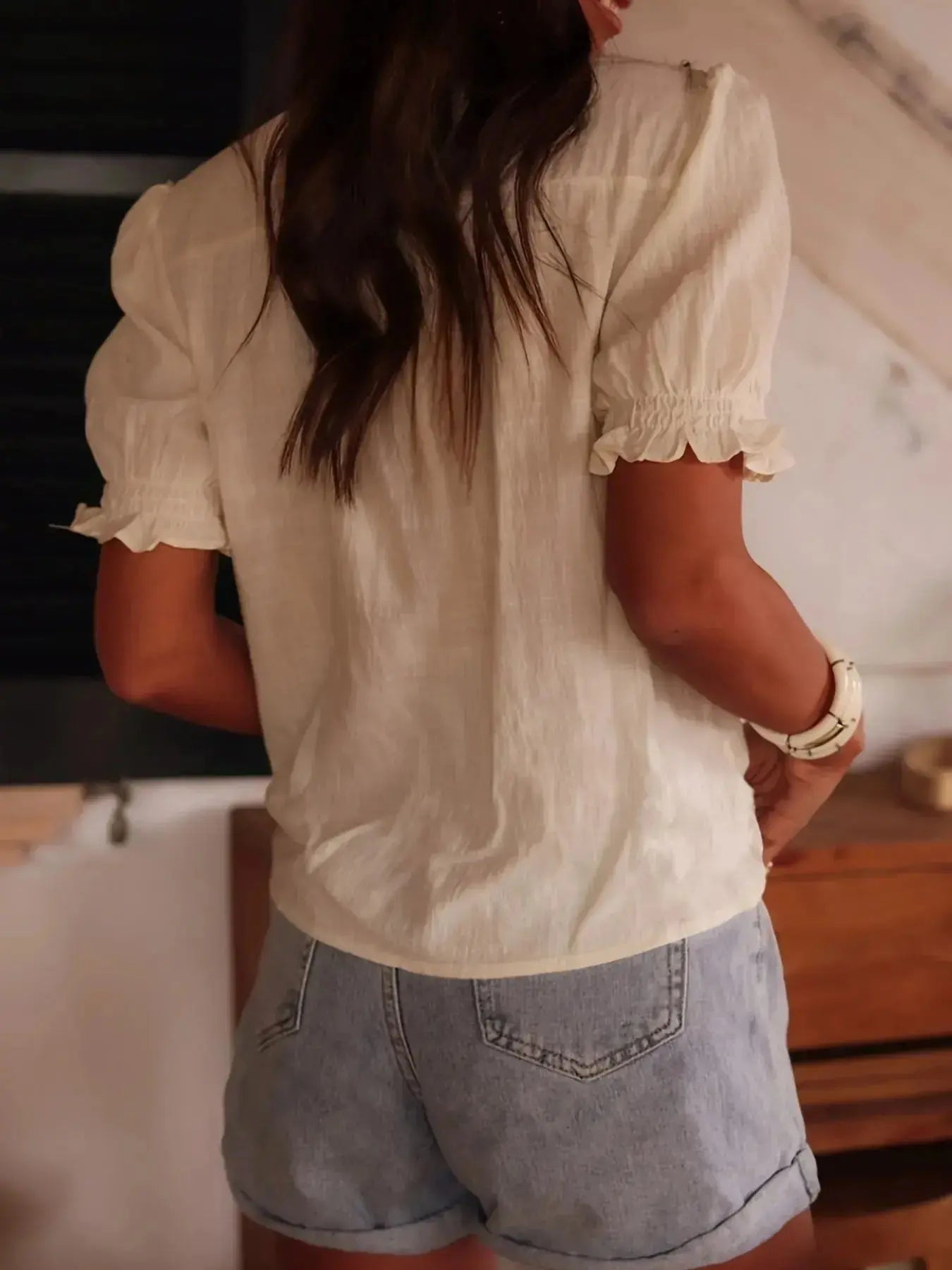 Embroidered Puff Sleeve Blouse  Style Ratio