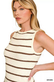 Zenana Round Neck Stripe Knit Tank Top  Style Ratio
