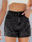 Studded High Waist Denim Shorts  Style Ratio