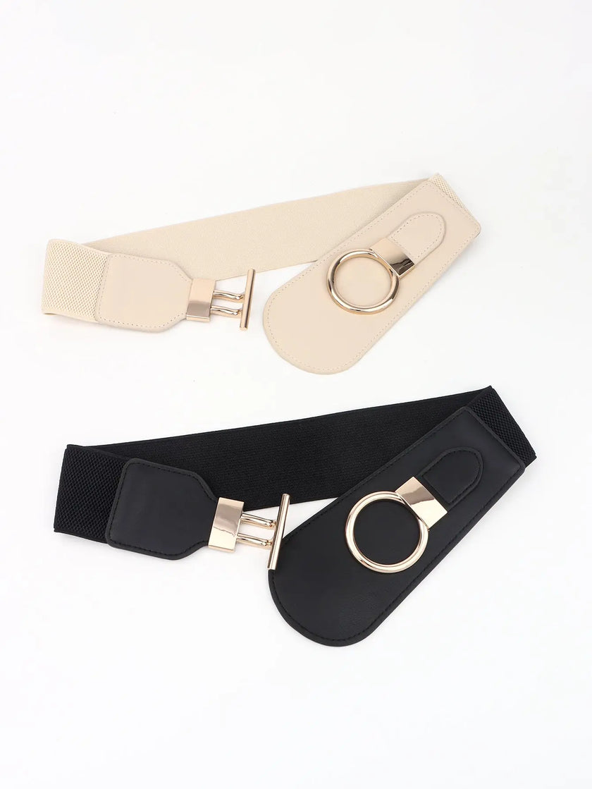 PU Elastic Wide Belt with Alloy Buckle  Style Ratio
