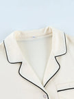 Contrast Trim Button Up Top and Pants Lounge Set  Style Ratio