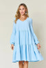 Double Take Full Size V-Neck Balloon Sleeve Tiered Dress with Pockets  Style Ratio