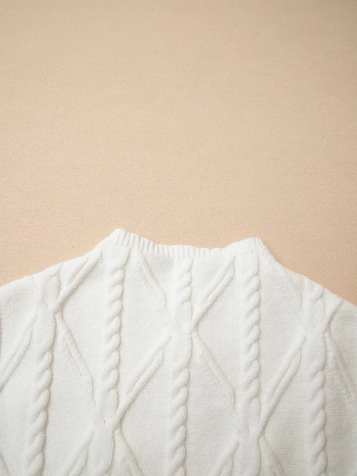 Pearled Mock Neck Textured Knit Sweater  Style Ratio