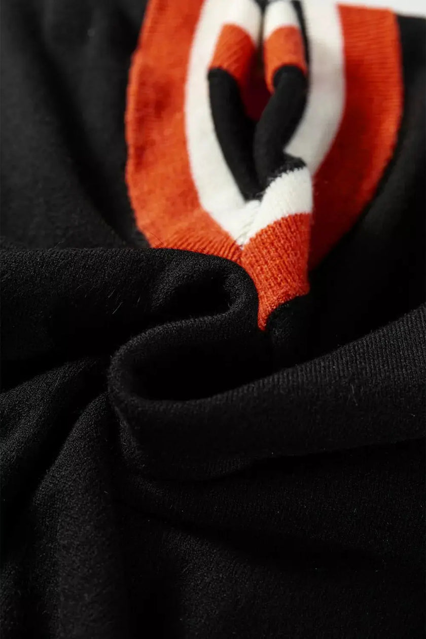 Contrast Striped Trim V Neck Varsity Sweater  Style Ratio