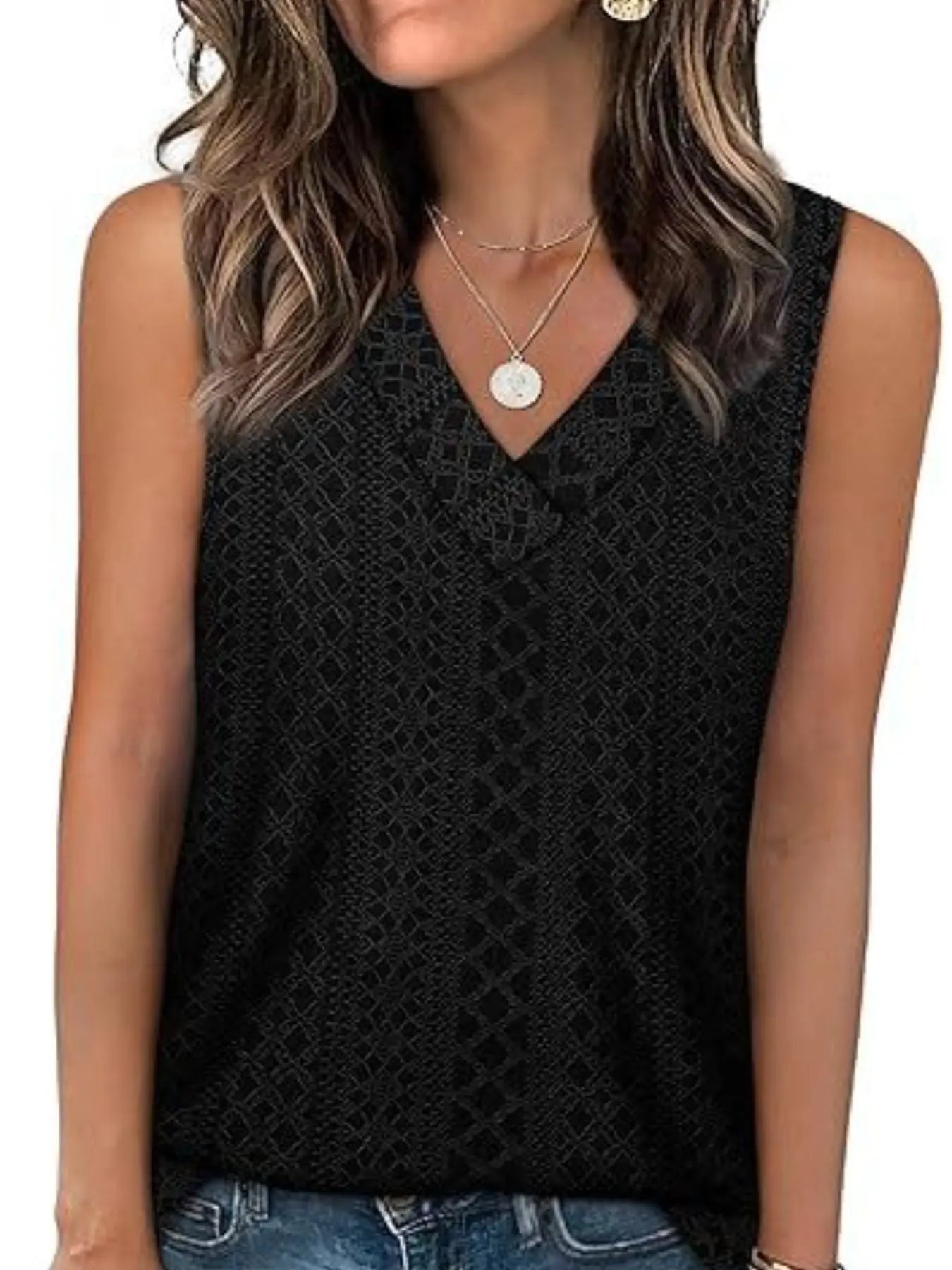 Eyelet V-Neck Tank  Style Ratio
