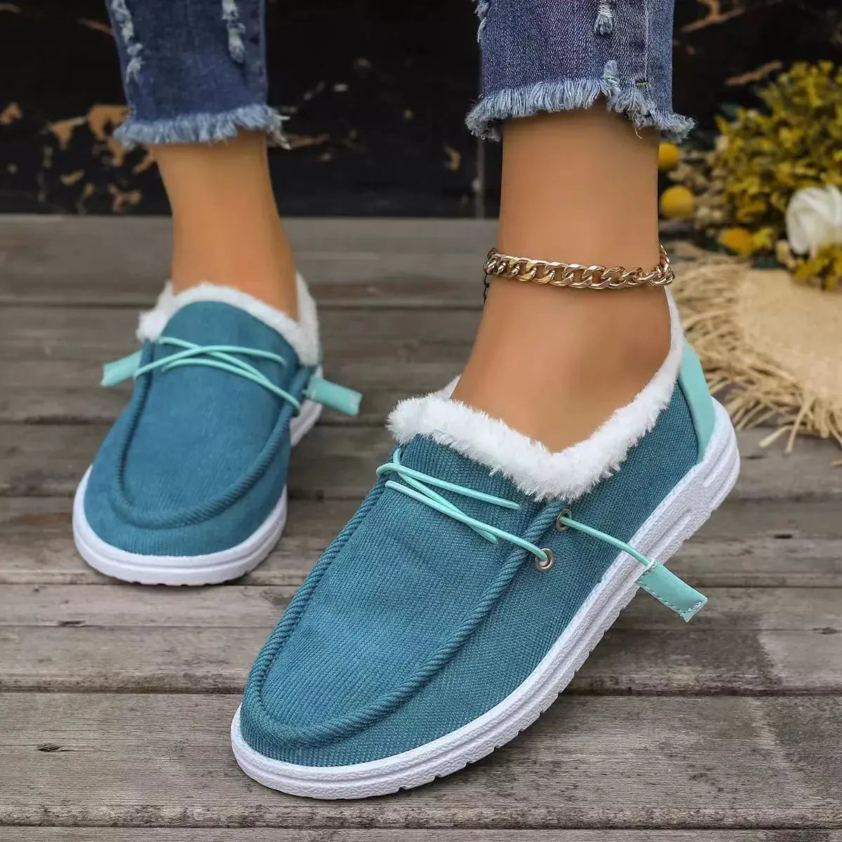 Faux Fur Lined Slip-Ons  Style Ratio