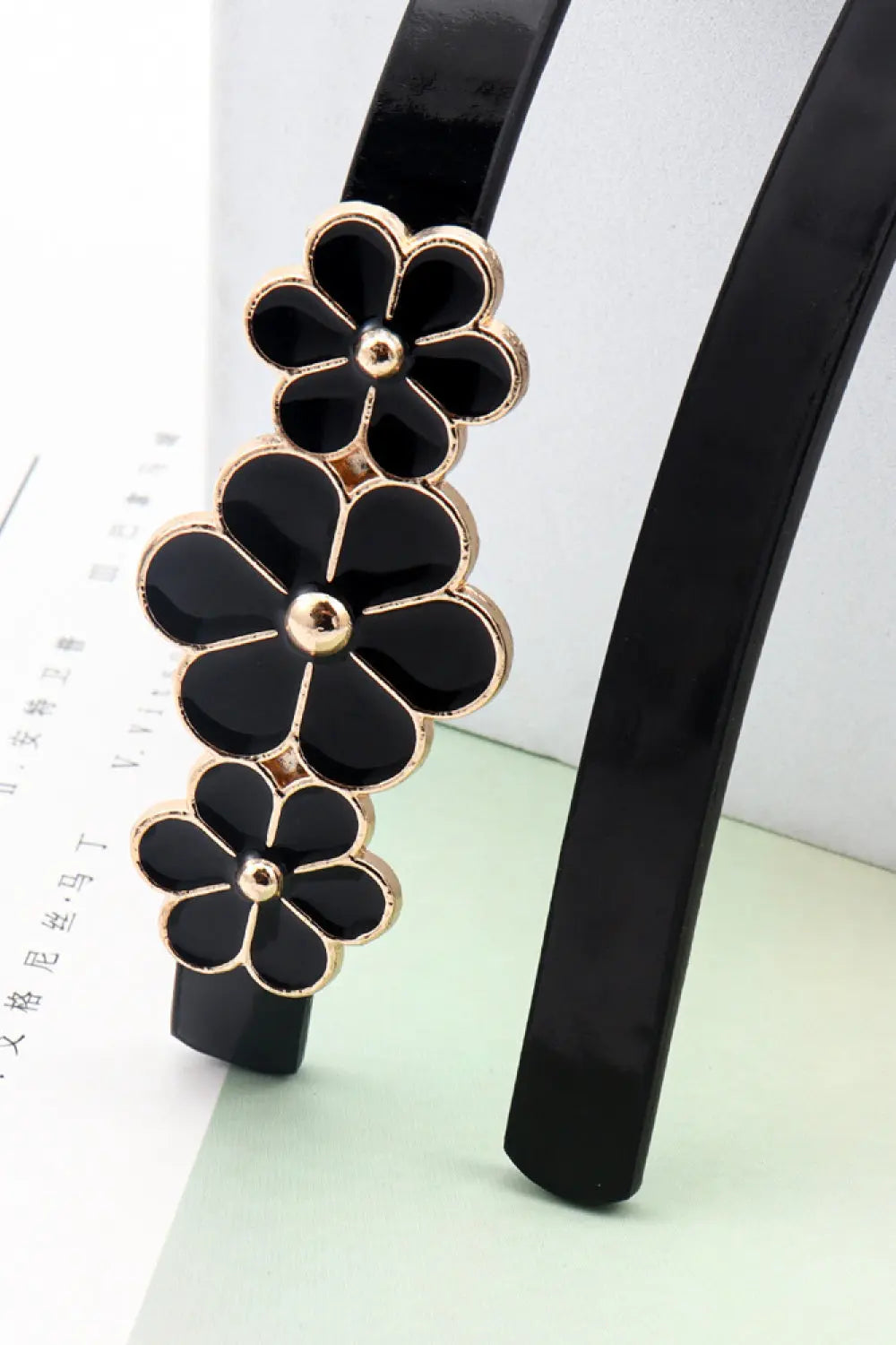 Flower Decor Skinny PU Belt  Style Ratio