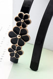 Flower Decor Skinny PU Belt  Style Ratio