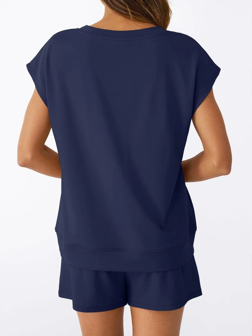 Casual V-Neck T-Shirt and Shorts Set  Style Ratio
