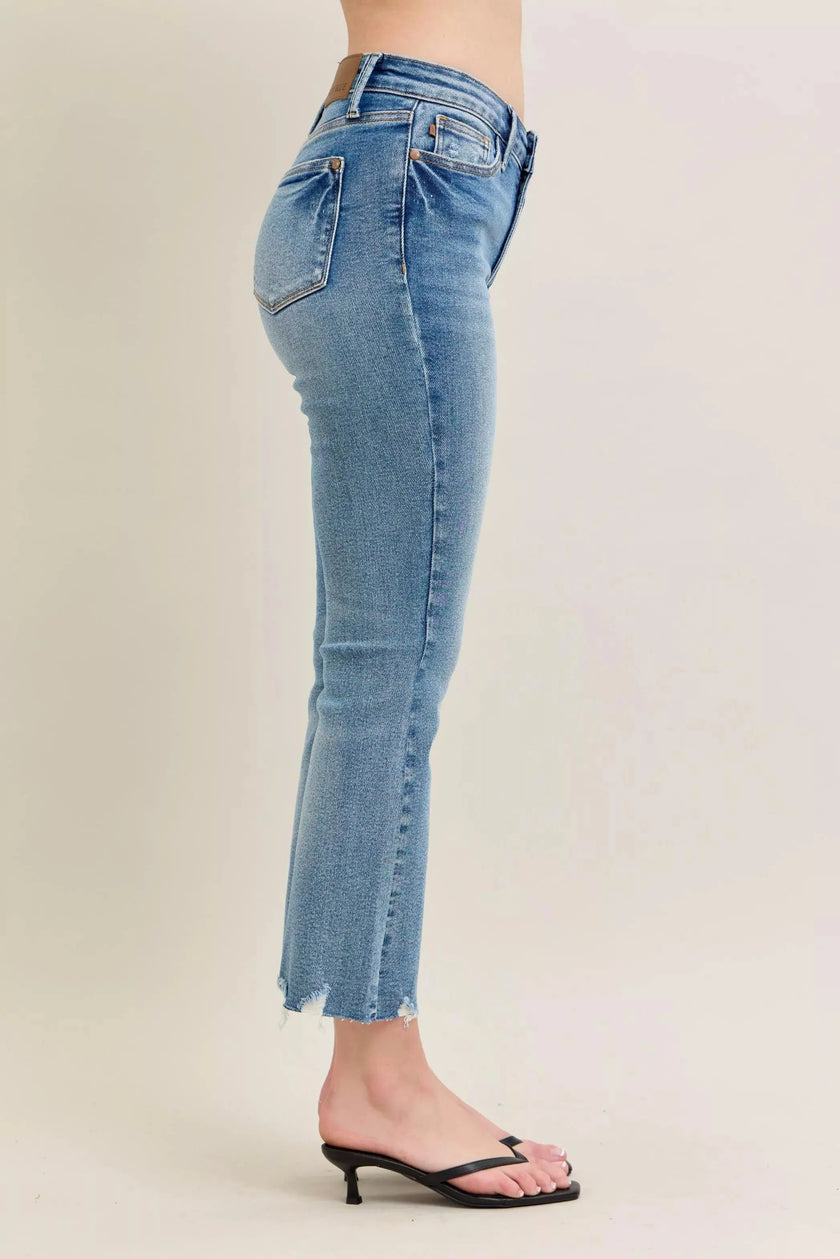 Judy Blue Mr Vintage Wash Destroy Hem Kick Flare Jeans  Style Ratio
