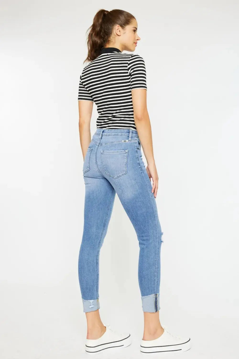 Kancan Distressed Cat's Whiskers Button Fly Jeans  Style Ratio
