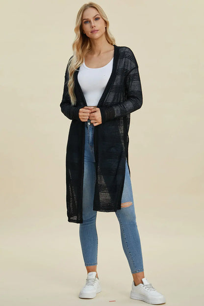 Double Take Open Front Longline Cardigan Trendsi