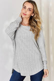 Basic Bae Full Size Ribbed Round Neck Long Sleeve Shirt  Style Ratio