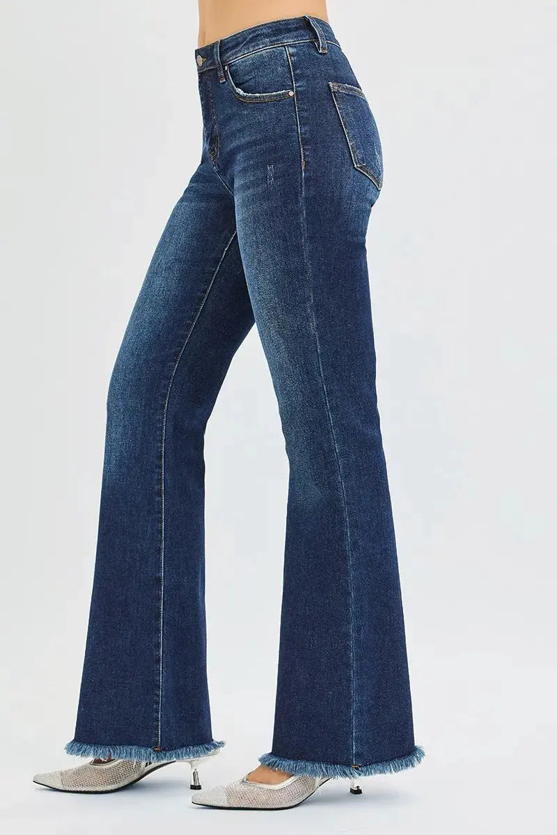 RISEN Full Size Tummy Control Mid Rise Flare Jeans  Style Ratio