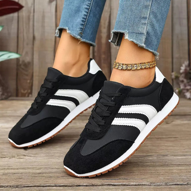 Striped Lace-Up Casual Sneakers  Style Ratio