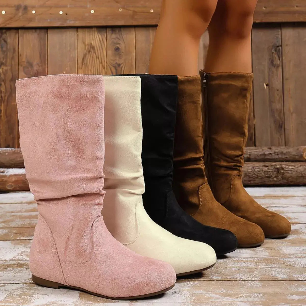 Round Toe Side Zip Boots  Style Ratio
