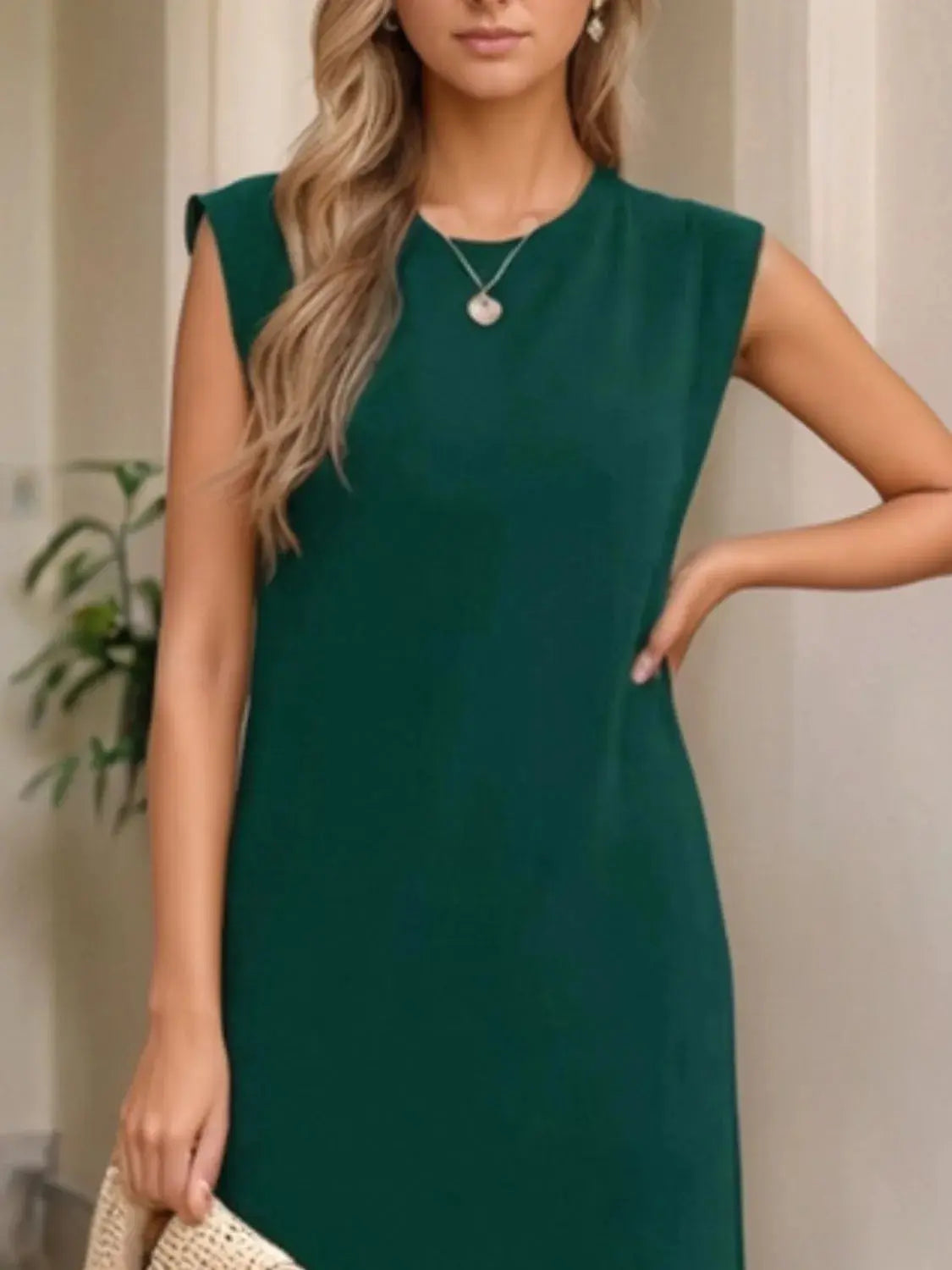 Full Size Slit Round Neck Sleeveless Maxi Tank Dress  Style Ratio