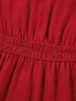 Contrast Embroidered Detail Cinched Waist Tiered Long Sleeve Maxi Dress  Style Ratio