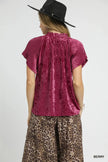 Umgee Crushed Velvet Pleated Blouse  Style Ratio