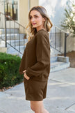 Double Take Full Size Texture Long Sleeve Top and Drawstring Shorts Set  Style Ratio