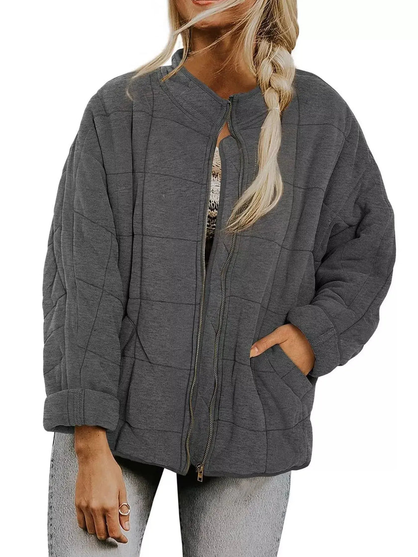 Quilted Zip Up Outerwear  Style Ratio