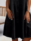 Full Size Button-Front Short Sleeve Denim Dress  Style Ratio