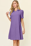 Double Take Full Size Texture Collared Neck Short Sleeve Dress  Style Ratio