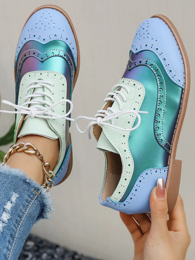 Round Toe Flats Color Block Loafers  Style Ratio