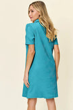 Double Take Full Size Texture Collared Neck Short Sleeve Dress  Style Ratio