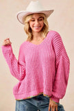 BiBi V Neck Sweater with Colorful Trim  Style Ratio