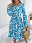 Floral Print Smocked Ruffle Hem Flared Sleeve Dress  Style Ratio