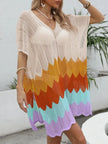 Openwork V-Neck Half Sleeve Cover-Up  Style Ratio