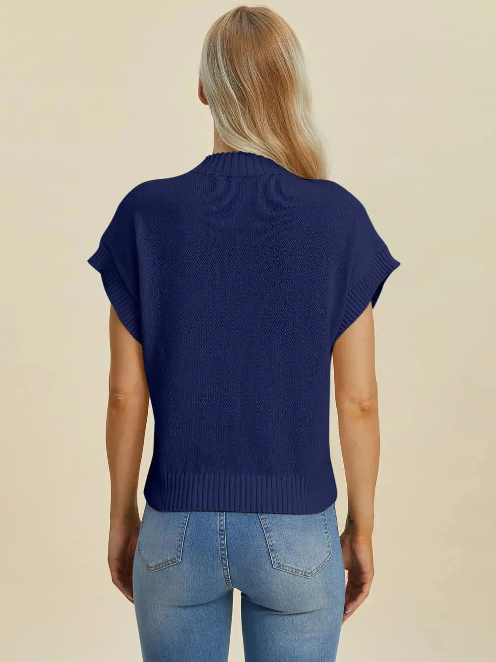 Double Take Full Size Mock Neck Short Sleeve Sweater  Style Ratio