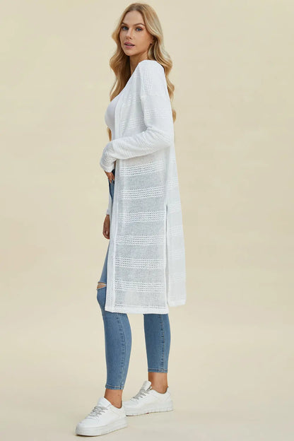 Double Take Open Front Longline Cardigan Trendsi