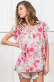 BiBi Floral Print Flutter Sheer Blouse  Style Ratio