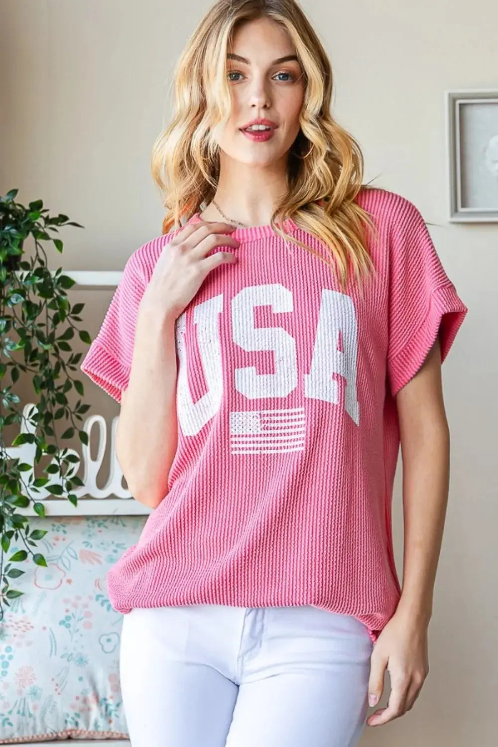 Heimish USA Graphic Short Sleeve Ribbed Shirt  Style Ratio